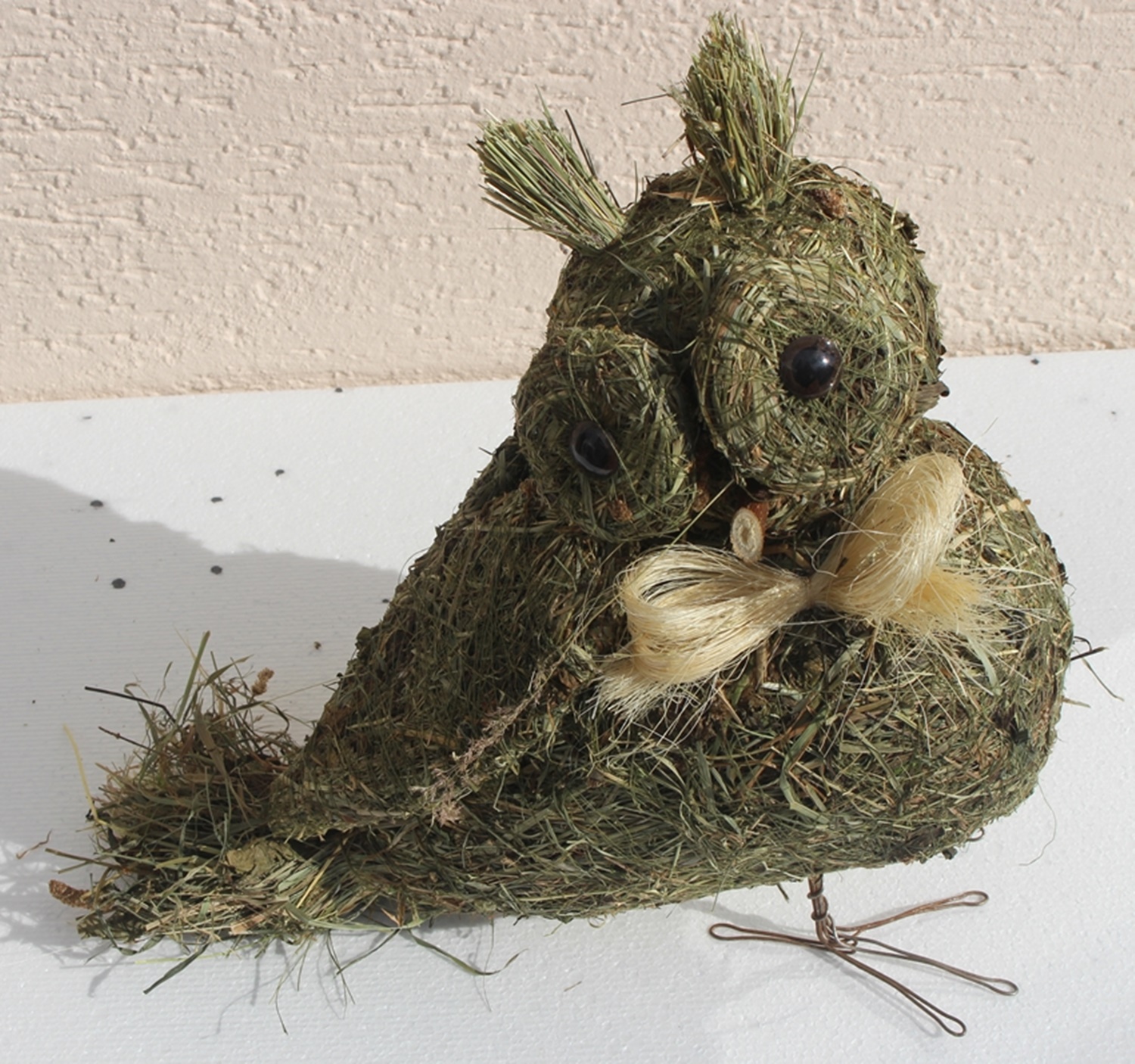 Deko Heu Figur Eule stehend Heueule Höhe 33 cm Tierfigur aus Naturmaterial Heu zum Basteln Heudeko