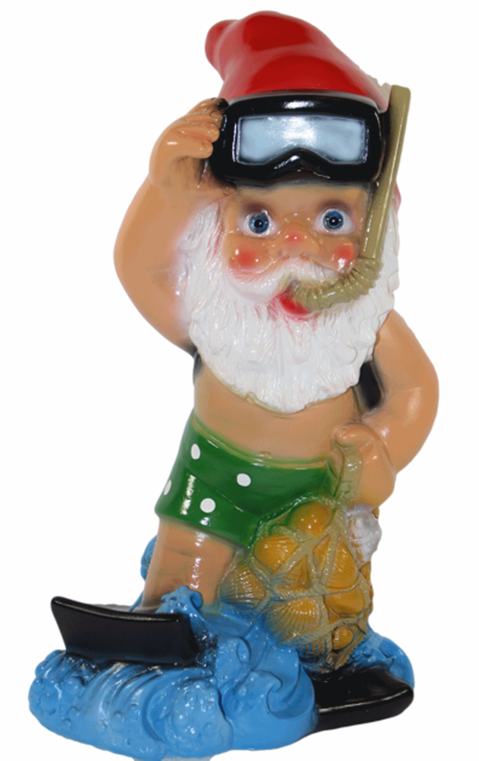 Gartenzwerg Deko Garten Figur Zwerg Taucher stehend mit Schnorchel aus Kunststoff H 35 cm