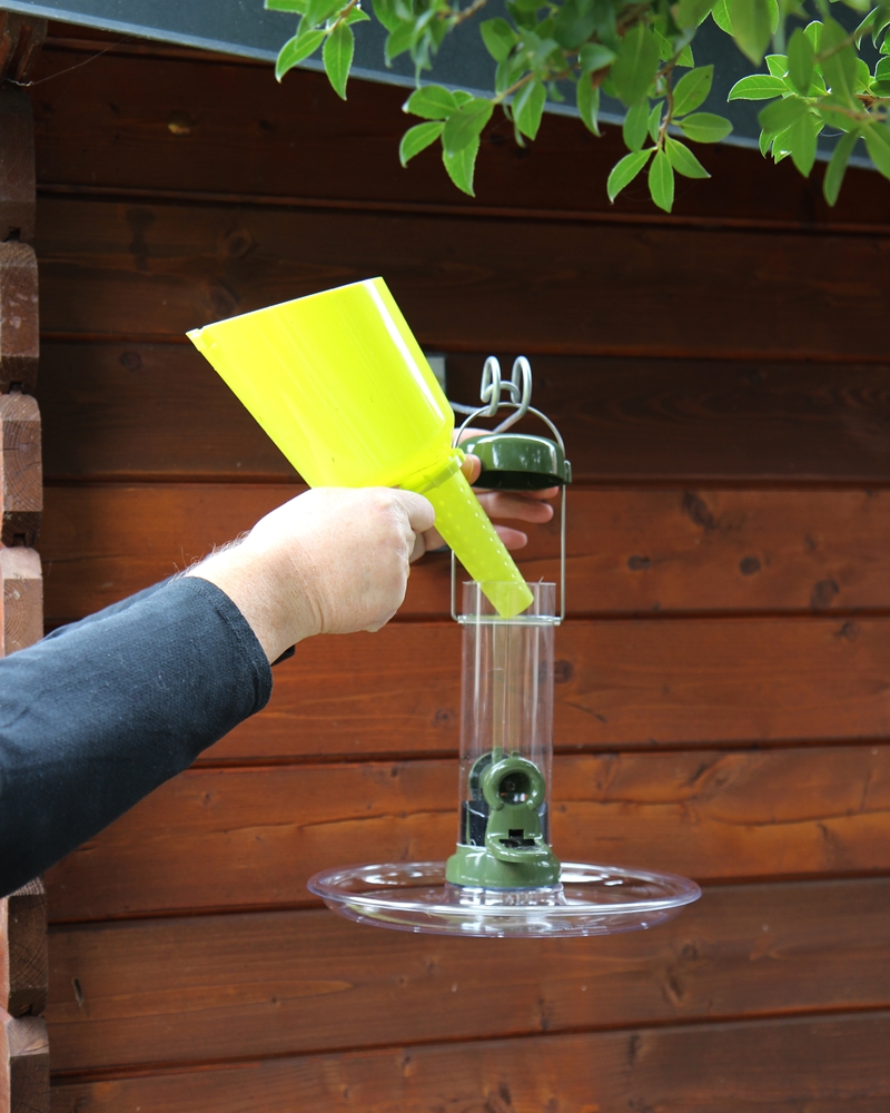 Futtersäule Ring-Pull mini mit T-Träger, Futterteller und Fülltrichter Vogelfutterspender wetterfest