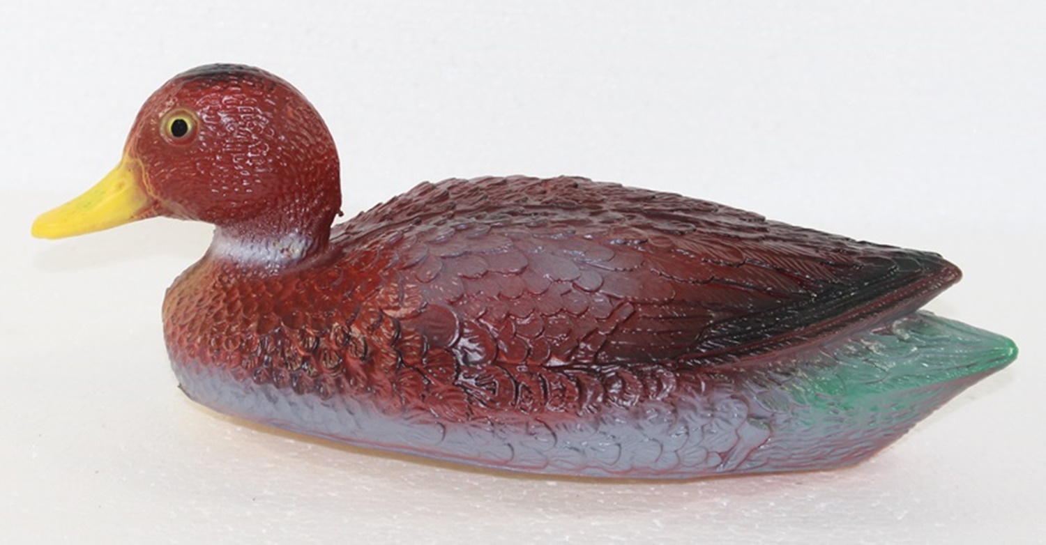 Deko Figur Wildente rot schwimmend H 12 cm Gartenfigur Teichfigur aus Kunststoff