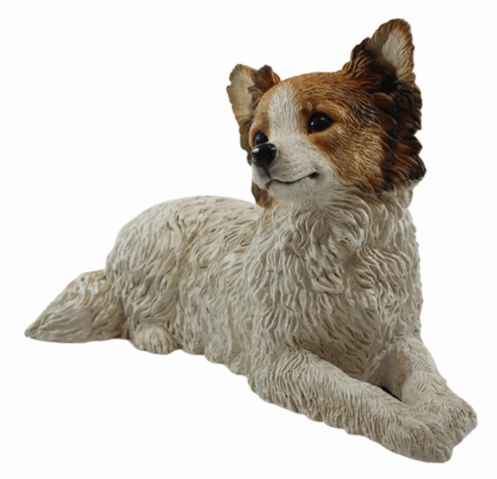 Deko Figur Papillon Welpe Hundefigur liegend Kollektion Castagna aus Resin Höhe 21 cm