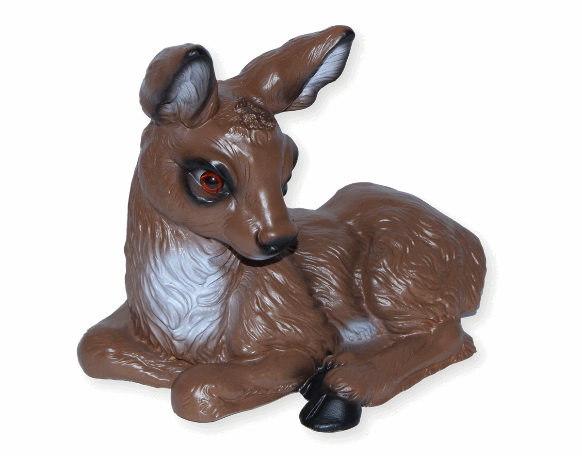 Deko Garten Figur Dekofigur Reh liegend H 20 cm Rehkitz Gartenfigur Tierfigur aus Kunststoff
