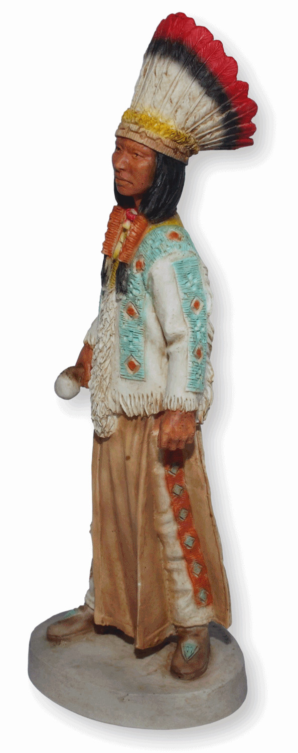 Indianerfigur Indianer Jicarilla Apache H 19 cm mit Kopfschmuck Native American Castagna
