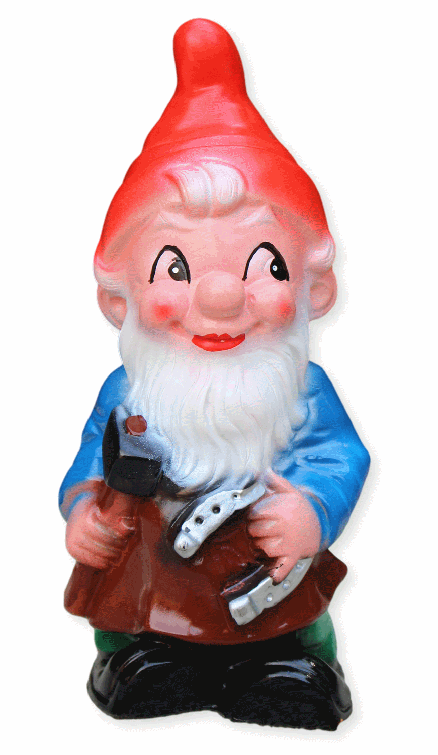 Gartenzwerg Schmied mit Hufeisen Figur Zwerg H 18 cm Gartenfigur aus Kunststoff