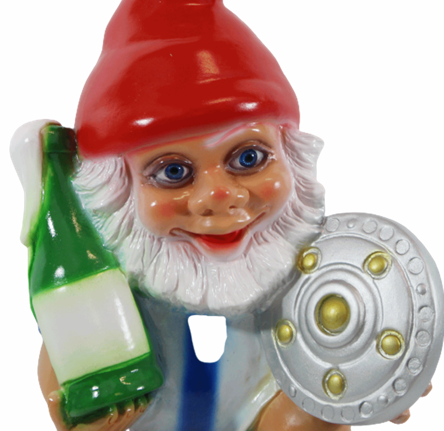 Gartenzwerg Deko Garten Figur Zwerg Sportler Fußballmeister stehend mit Pokal aus Kunststoff H 32 cm