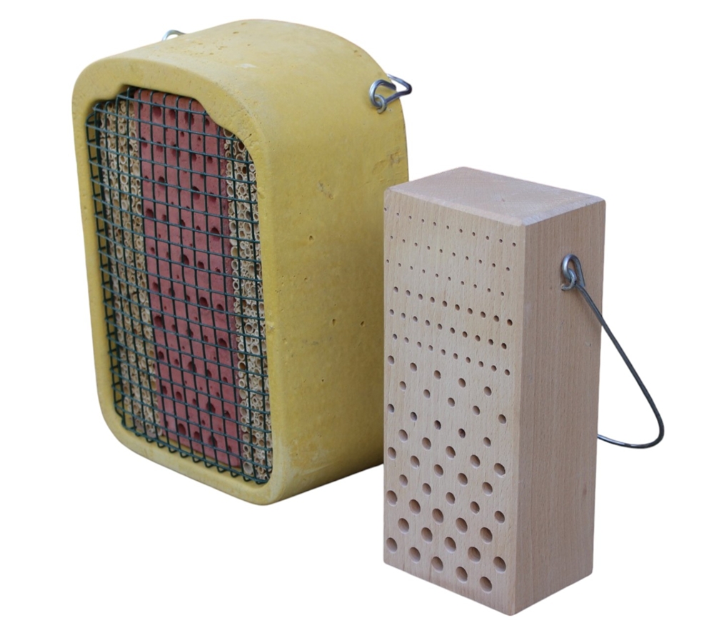 Insektennisthilfe Set - Insektenhotel mit Lehm & Schilf + Nistblock aus Hartholz Naturschutzprodukt