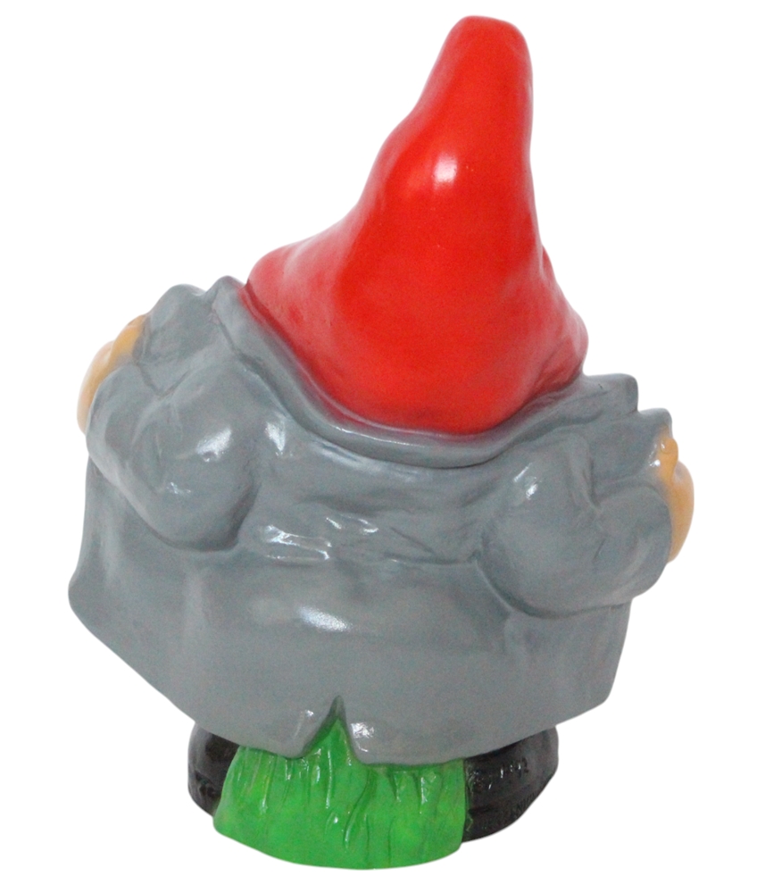 Gartenzwerg nackter Zwerg in grauem Mantel Höhe 33 cm lustige Zwergenfigur Kunststoff