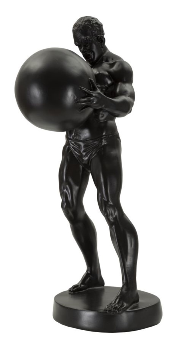 Dekofigur klassische Skulptur Replikat Atlas stehend Statue schwarz griechische Mythologie H 43,5 cm