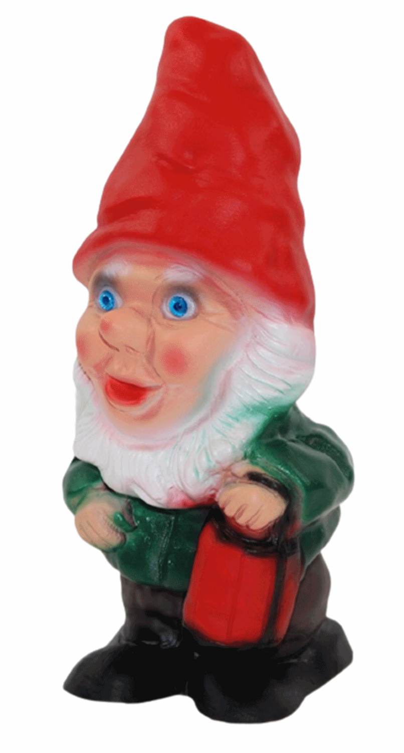 Deko Figur Zwerg H 19 cm Gartenzwerg mit Laterne stehend Gartenfigur aus Kunststoff