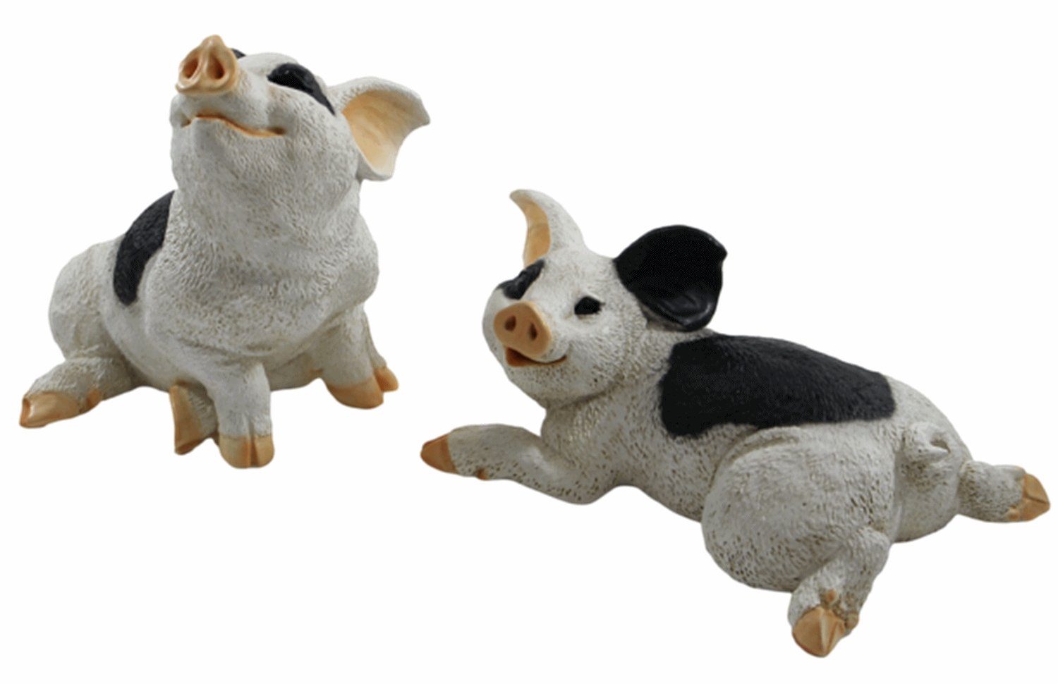 Dekofigur Tierfigur Ferkel Schweinchen 2-er Satz gefleckt Kollektion Castagna aus Resin H 10-20 cm