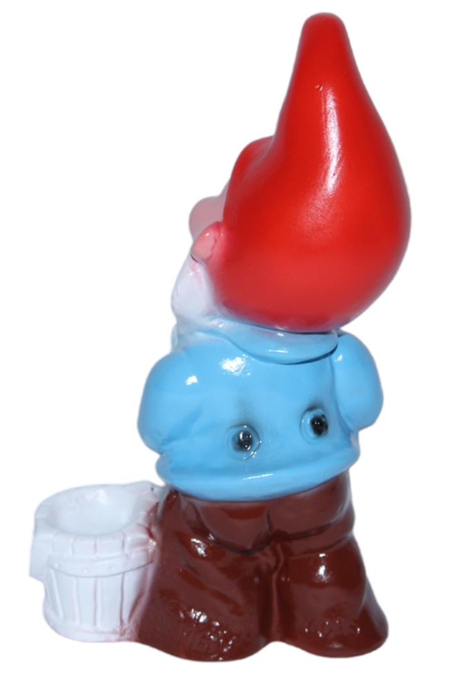 Gartenzwerg Deko Gartenfigur Zwerg stehend mit Besen Eimer H 18 cm