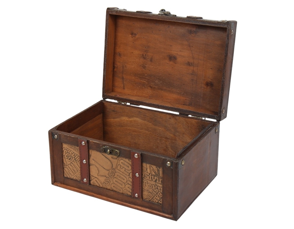 Deko Vintage Koffer 2-er Satz hochwertige dekorative Holztruhen Schatzkisten Retro-Stil L 28/24 cm