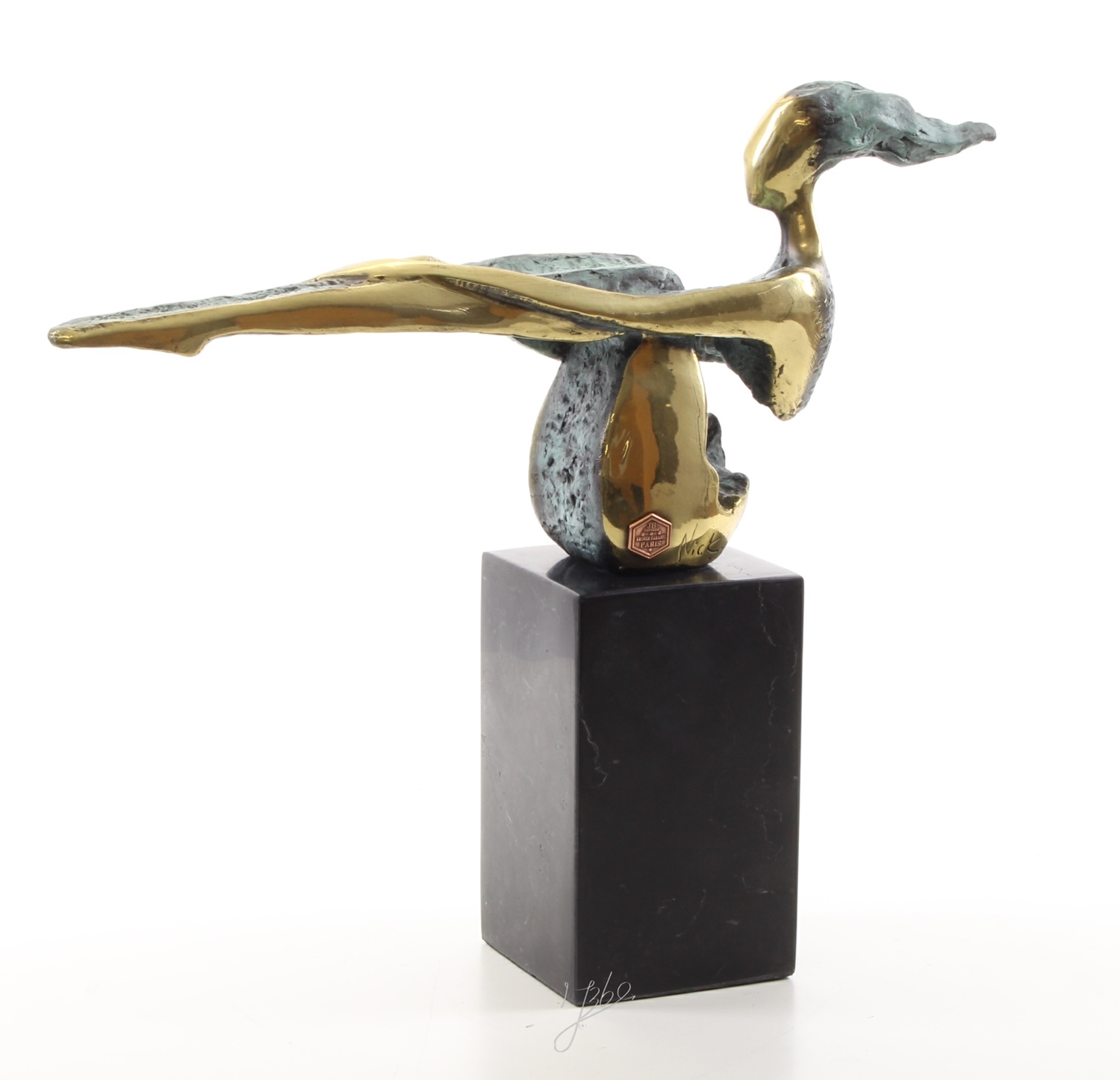 Bronzefigur Bronzeskulptur Abstrakte Kunst Figur modern H 29 cm Skulptur Bronze Figur