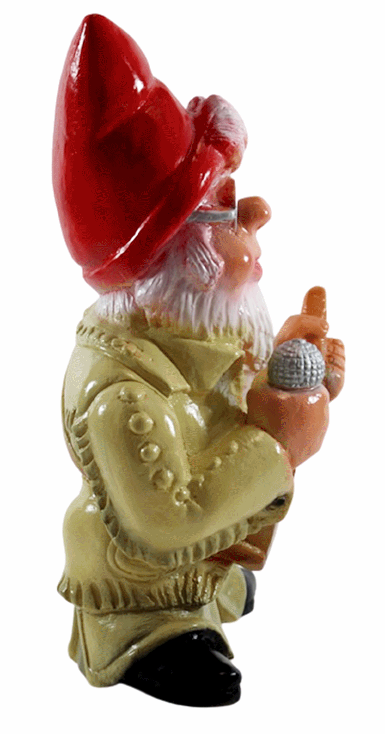 Deko Figur Zwerg H 30 cm lustiger Gartenzwerg Musiker mit Gitarre stehend Gartenfigur aus Kunststoff