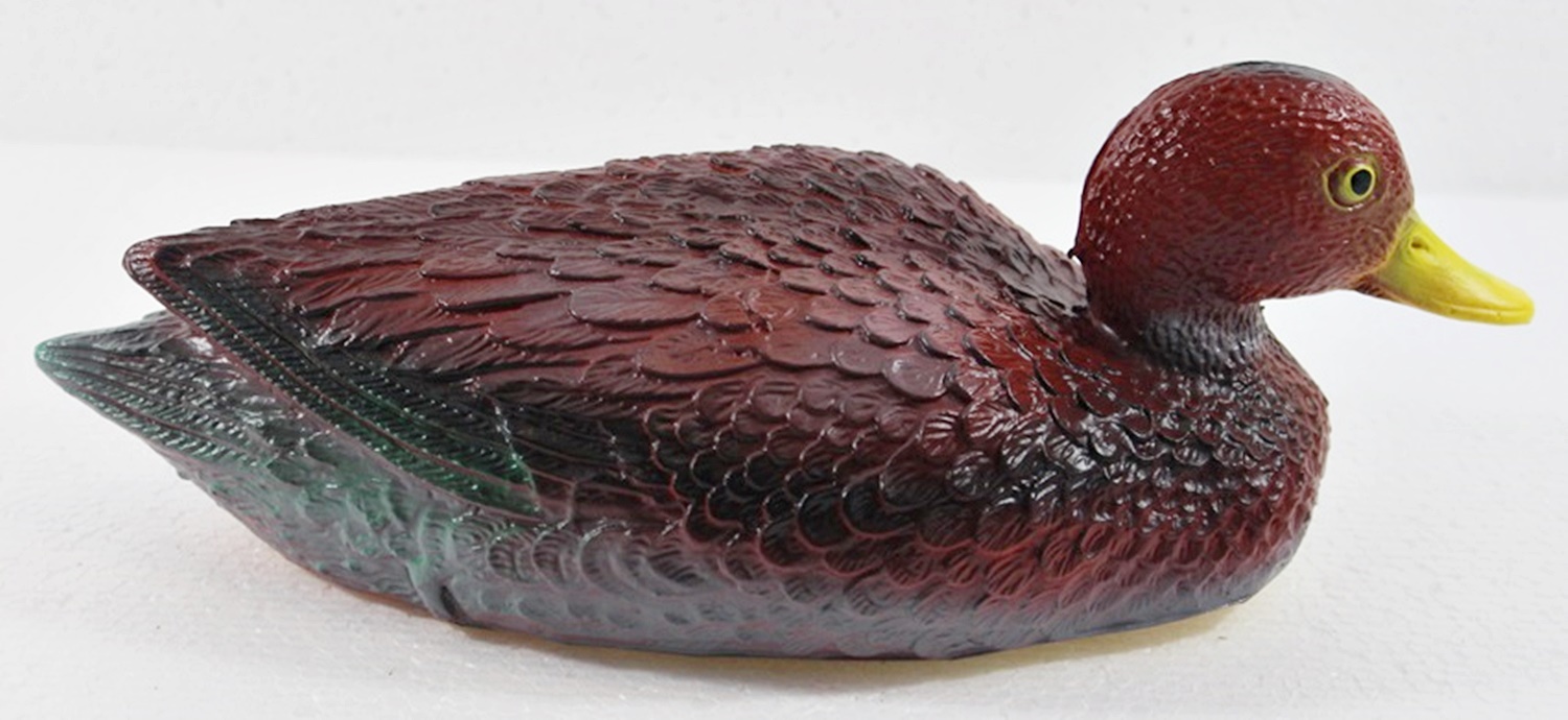 Deko Figur Wildente rot schwimmend H 12 cm Gartenfigur Teichfigur aus Kunststoff