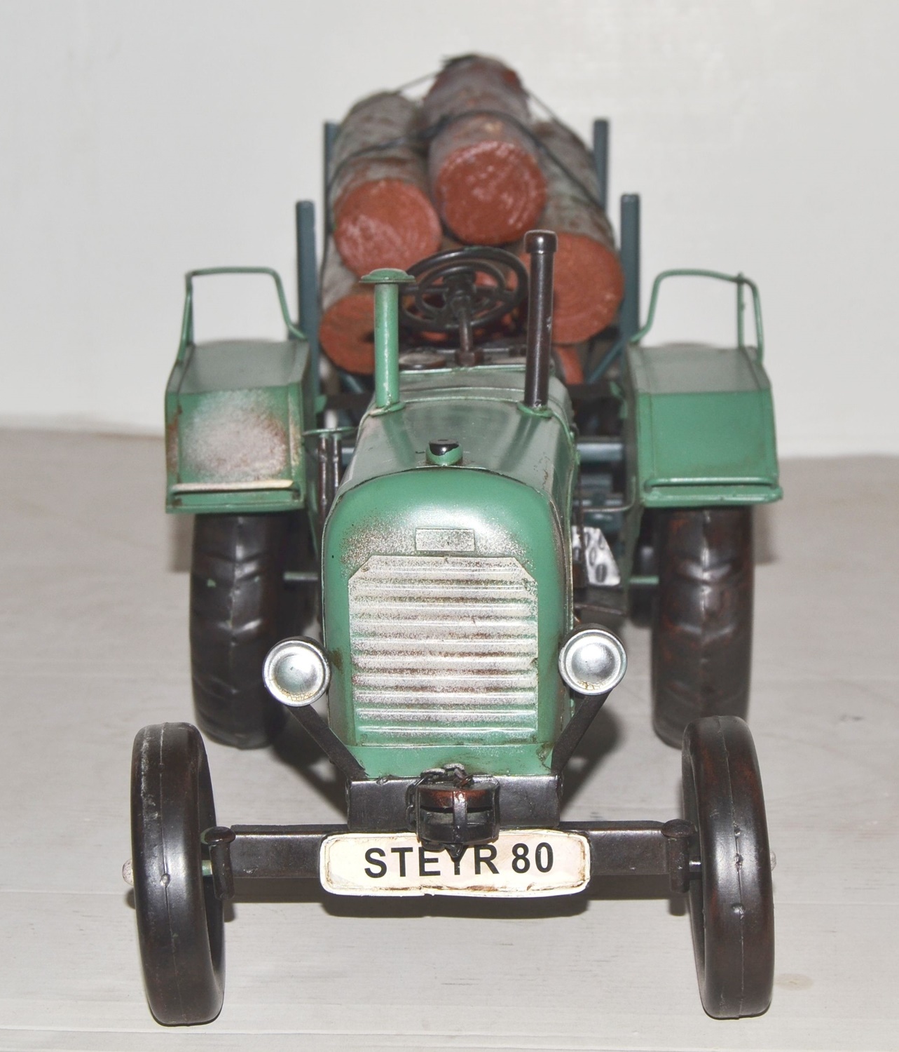 Traktor-Steyr-Oldtimer-Blechmodell-Trecker-Holzanhaenger-ini37416.37718.3