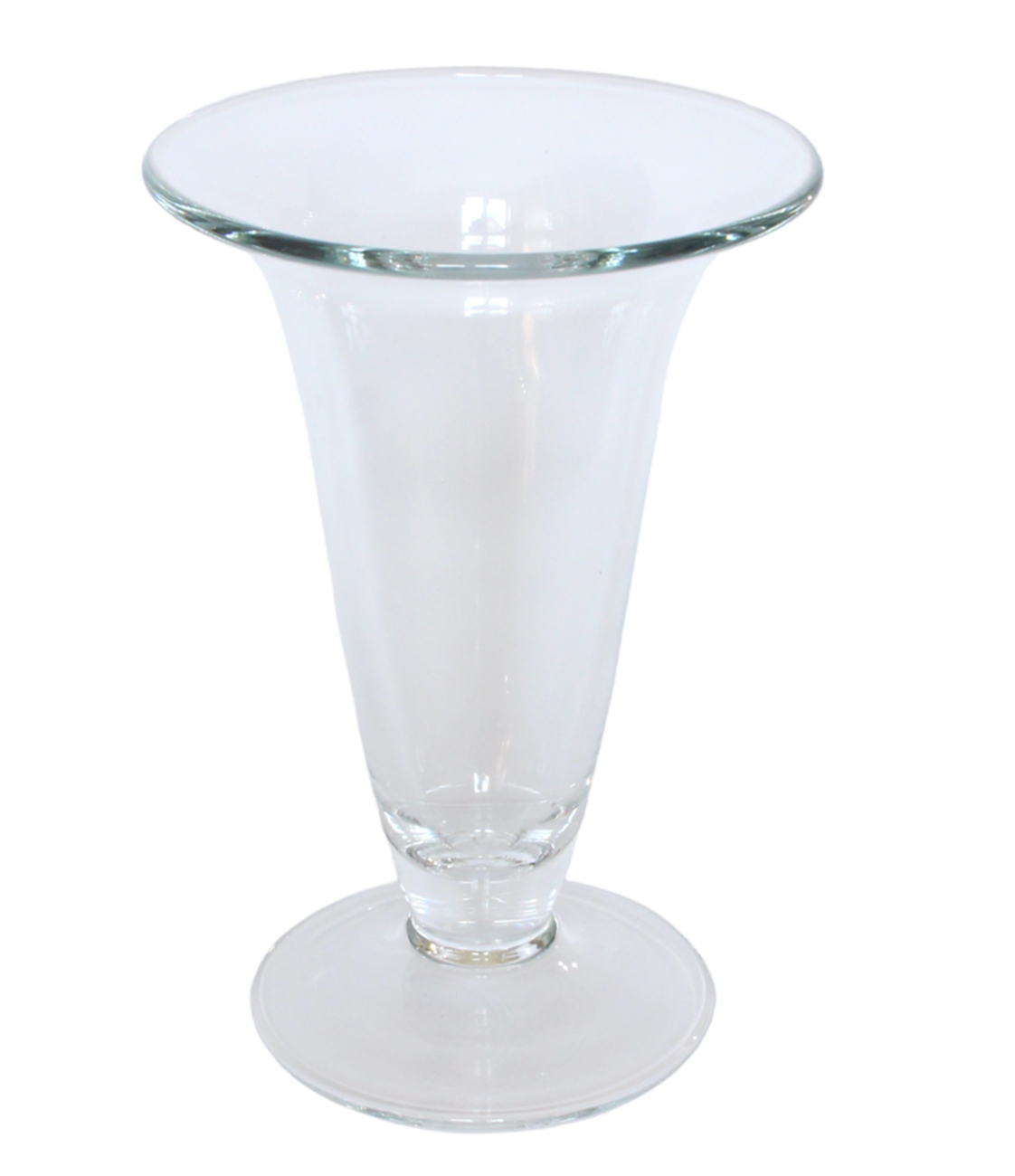 Glasvase Vase mit Fuß H 24,5 cm Blumenvase oben breit zulaufend aus Glas transparent B-Ware