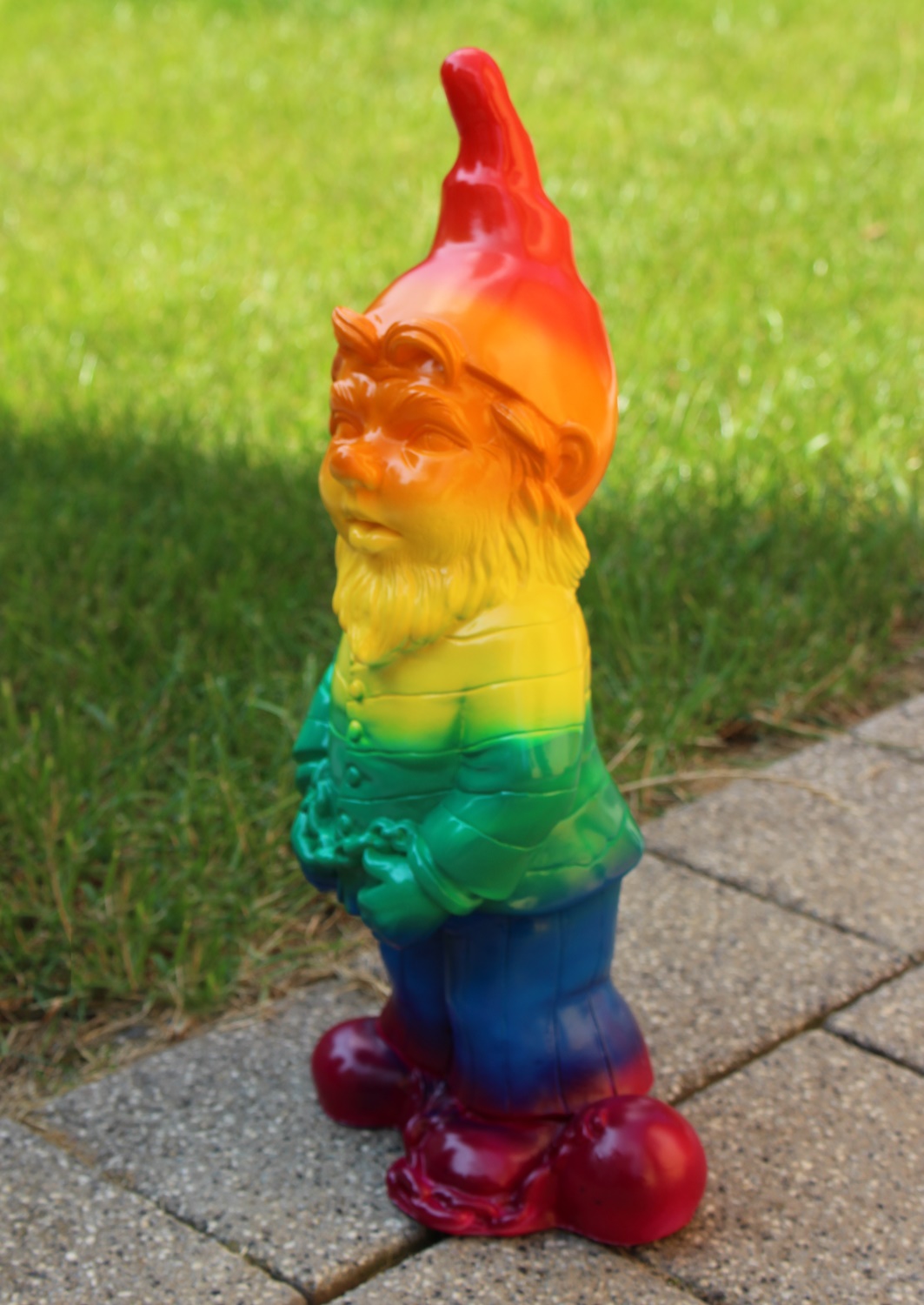 3-er Satz Gartenzwerge Zwerg Mittelfinger Bewegungsmelder, schwules Paar, Häftling Regenbogen Pride