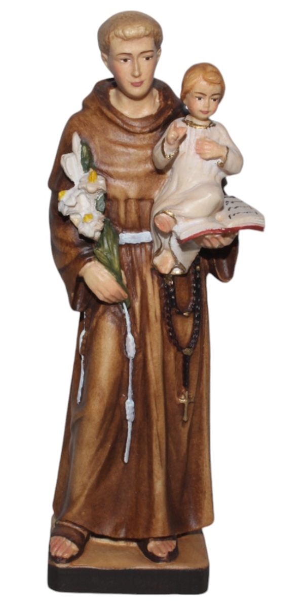 Heiligenfigur Heiliger Antonius von Padua H 12 cm Holzfigur Schutzpatron Statue aus Ahornholz