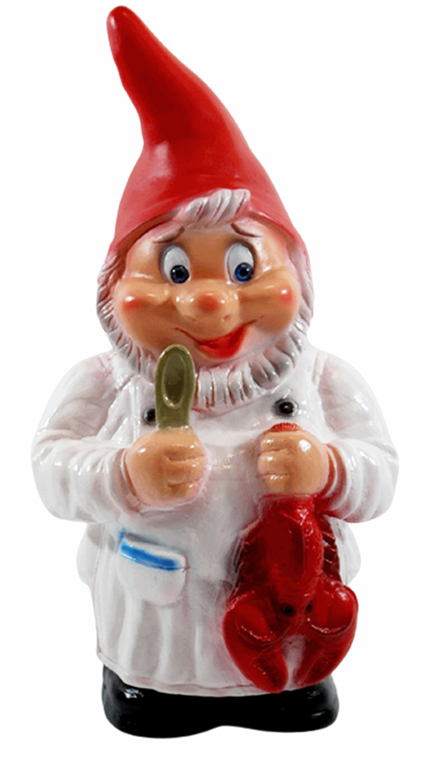 Deko Figur Zwerg H 30 cm Gartenzwerg Koch mit Hummer Gartenfigur stehend aus Kunststoff