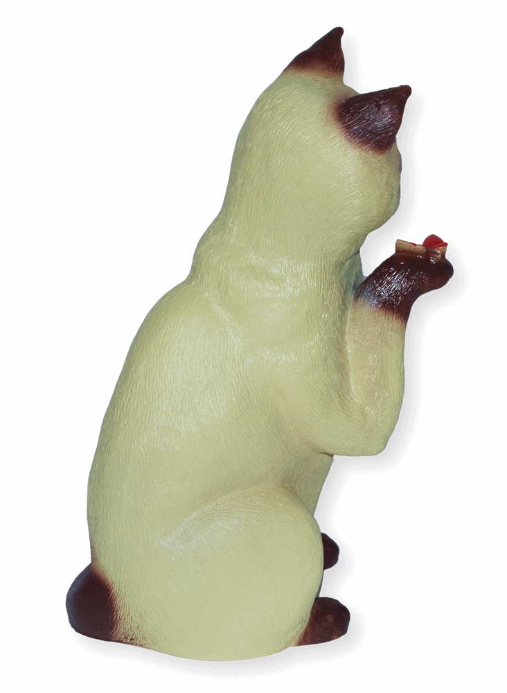 Deko Garten Figur  Katze hell Siamkatze sitzend H 34 cm Gartenfigur Tierfigur aus Kunststoff