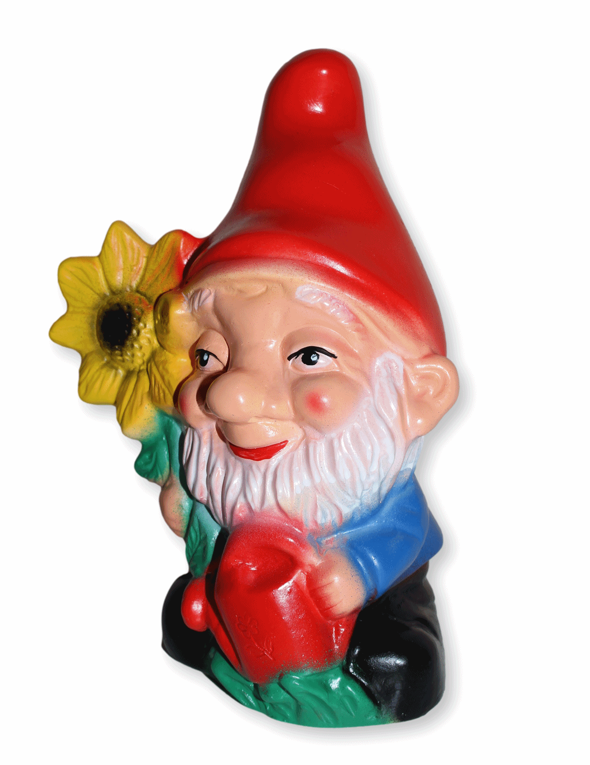 Gartenzwerg mit Sonnenblume Figur Zwerg H 17 cm Gartenfigur Dekofigur aus Kunststoff