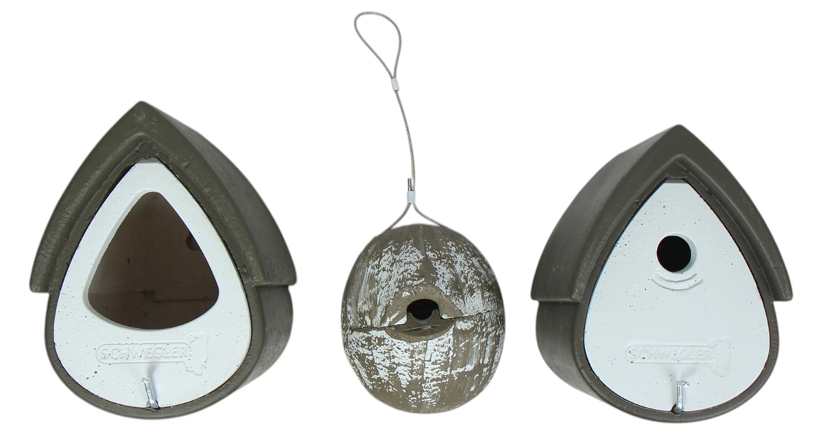 Nisthöhlen Satz 3 Stück Halbhöhle, Zaunkönigkugel, Meisenresidenz Eleganz und Artenschutz grün