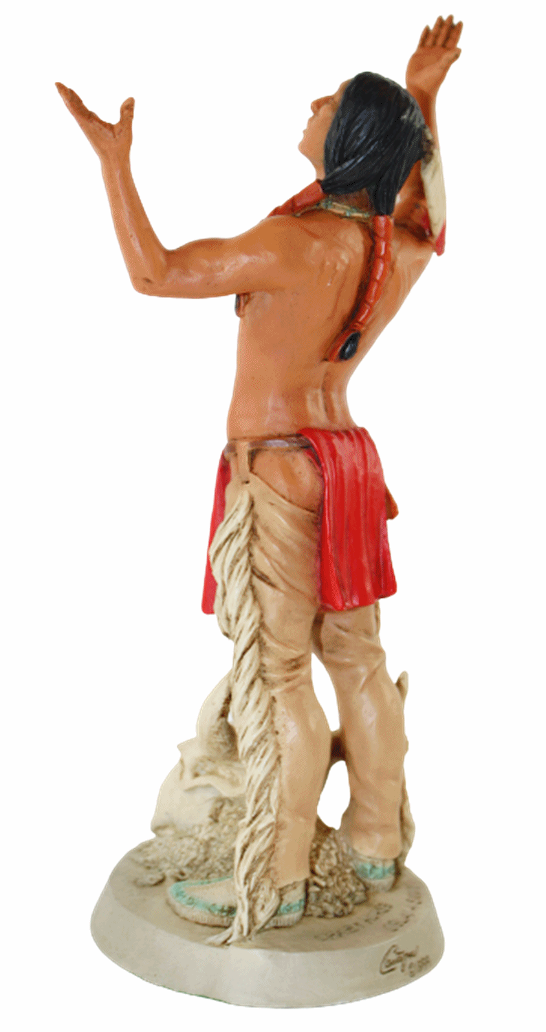 Indianerfigur Indianer Crazy Horse Anführer H 21 cm steh. mit Büffelschädel Castagna Limited Edition