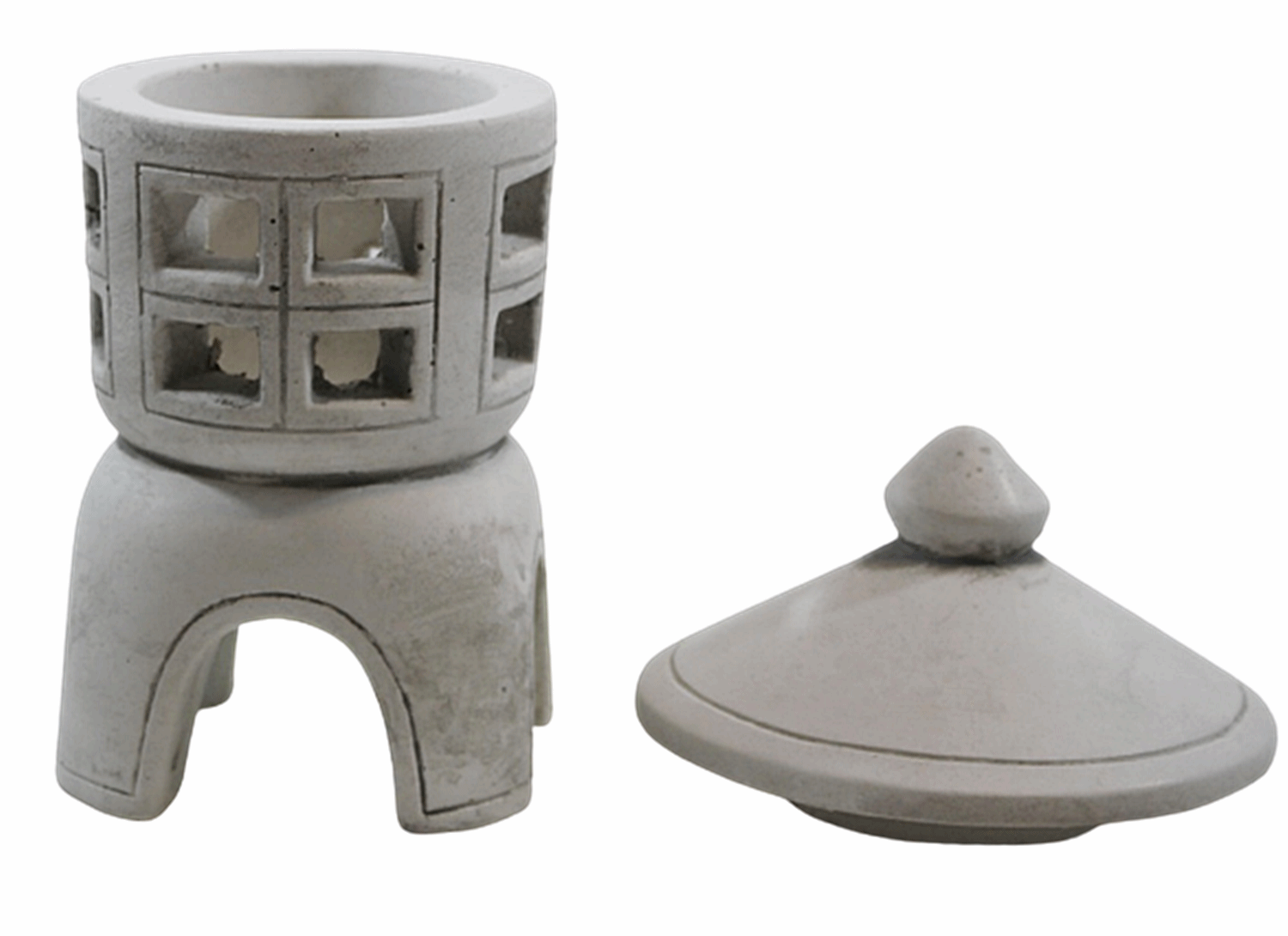 Beton Figur japanische Laterne H 23 cm Gartenskulptur Steinlaterne 2-teilig für Teelicht geeignet