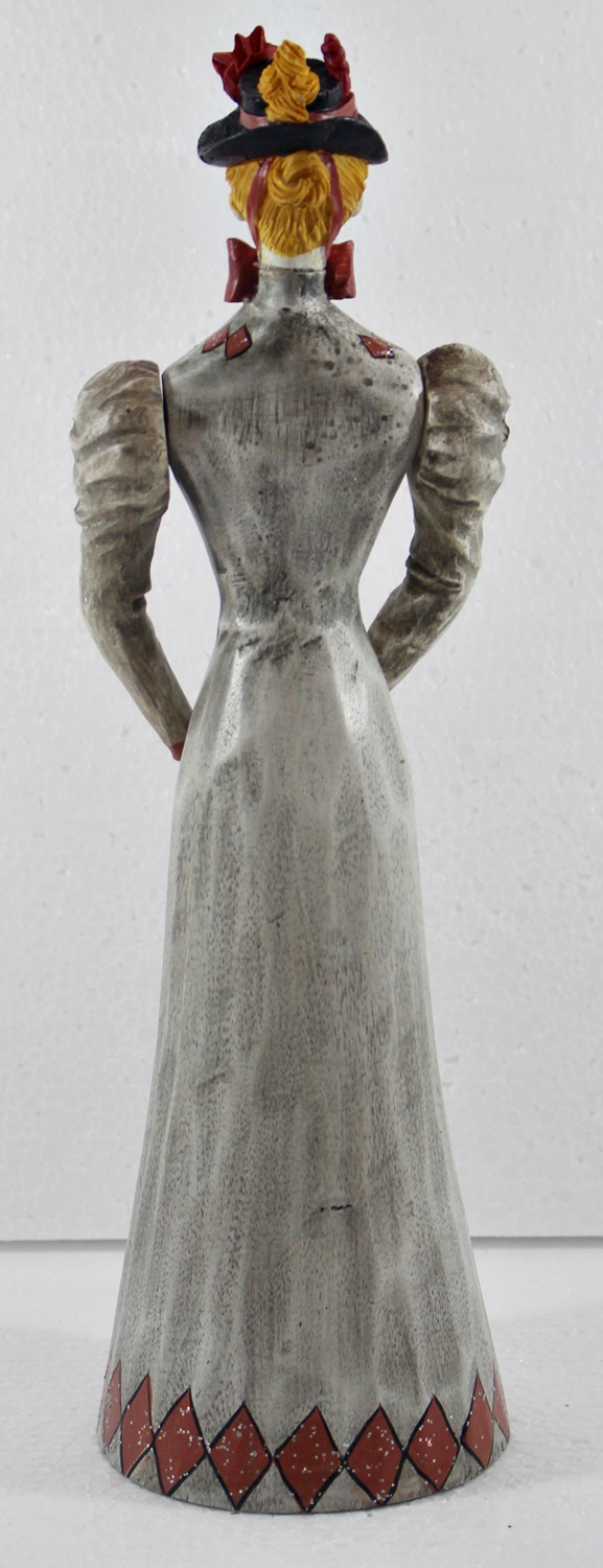 Modefigur Beauty Figur Deko Modepuppe Nostalgiefigur Dame weißes Kleid mit Schirm aus Resin H 30 cm