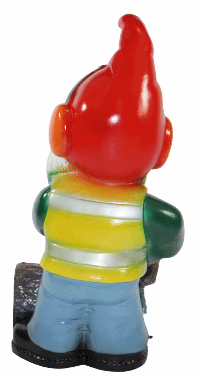 Gartenzwerg Deko Garten Figur Zwerg Holzfäller stehend mit Kettensäge aus Kunststoff H 35 cm