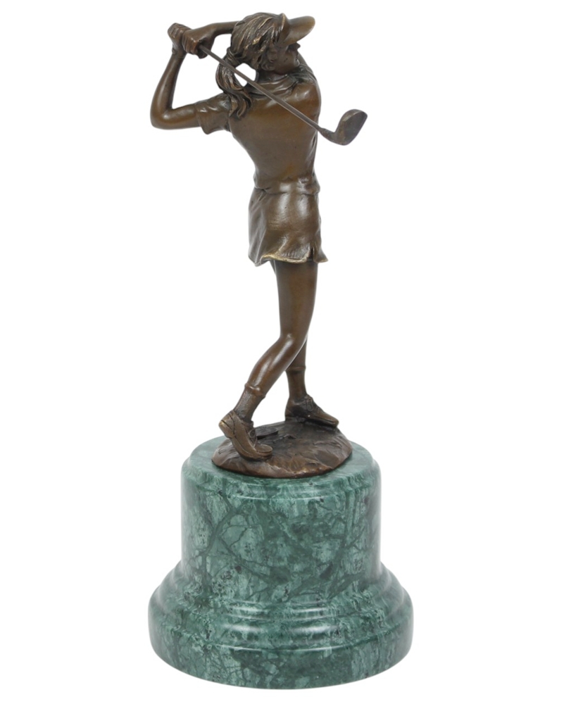 Bronzefigur Bronzeskulptur Figur Golferin stehend H 27 cm aus Bronze Golf Deko Dekofigur
