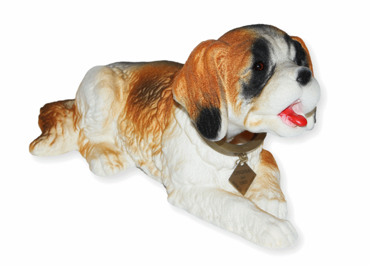 Wackel Figur Hund Bernhardiner Wackelfigur H 14 cm liegend groß Dekofigur mit Wackelkopf
