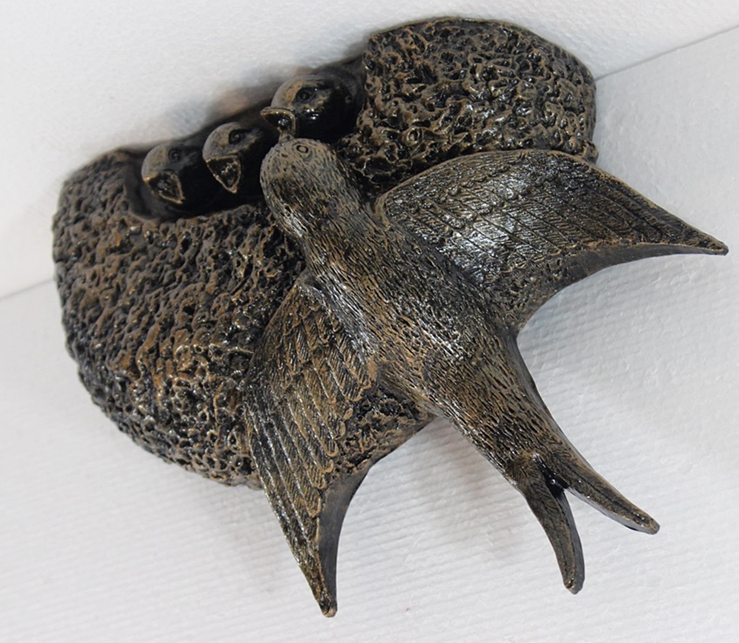 Deko Figur Schwalbennest Gartenfigur H 17 cm Dekofigur Kupfer-Antik aus Kunststoff