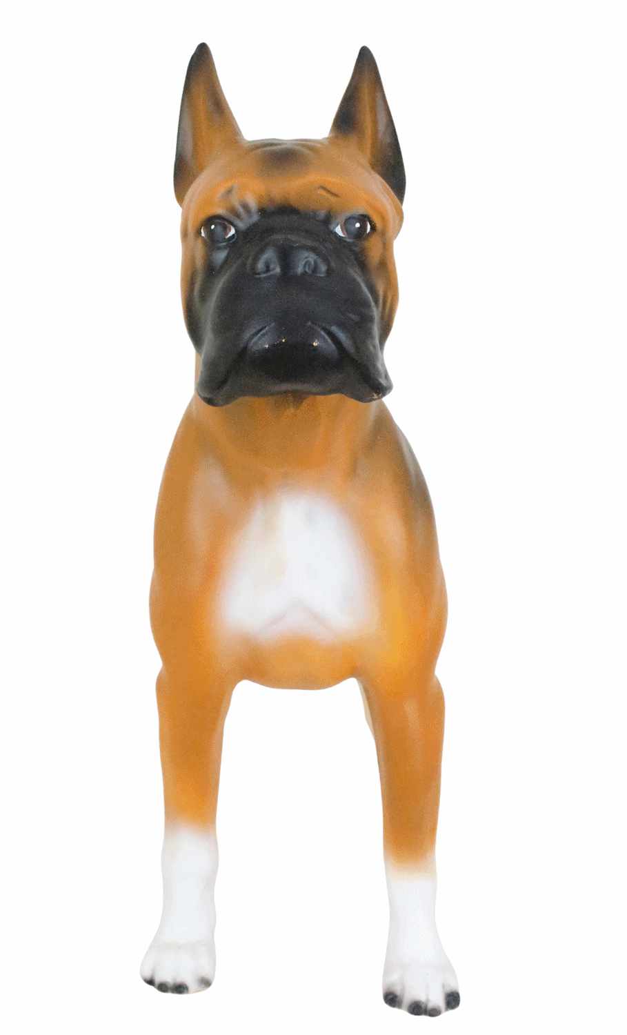 Dekofigur Boxer Hund Deko Figur H 47 cm aus Kunstharz Tierfigur stehend Garten Figur