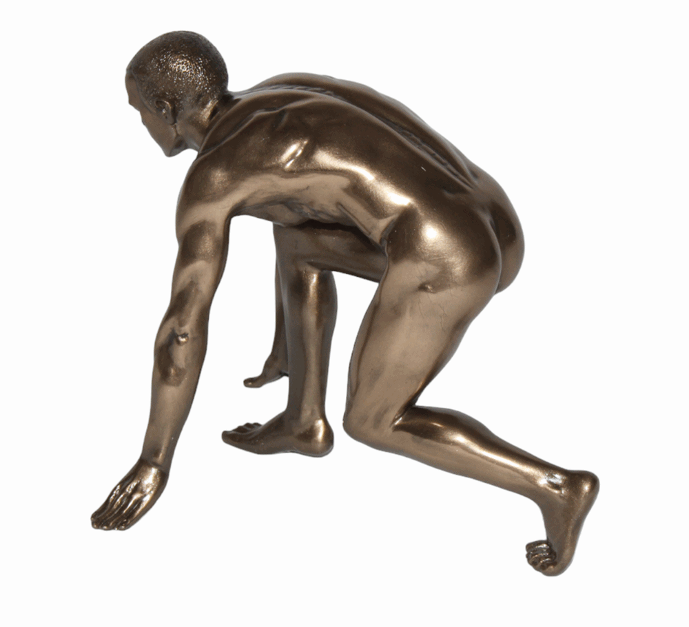 Deko Figur Body Talk Kollektion Nackter Mann kniend H 13 cm Athlet Läufer Startposition Skulptur