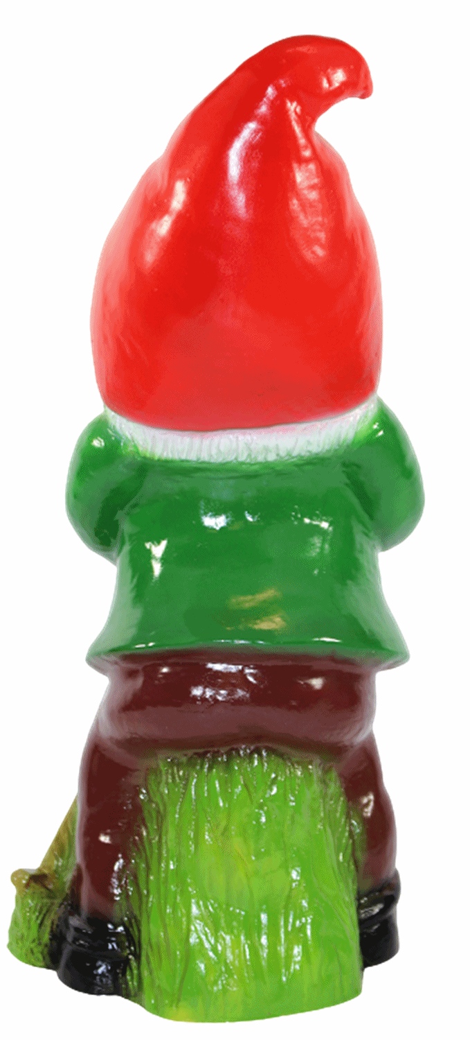 Gartenzwerg Deko Garten Figur Zwerg Gärtner stehend mit Rechen in der Hand aus Kunststoff H 45 cm