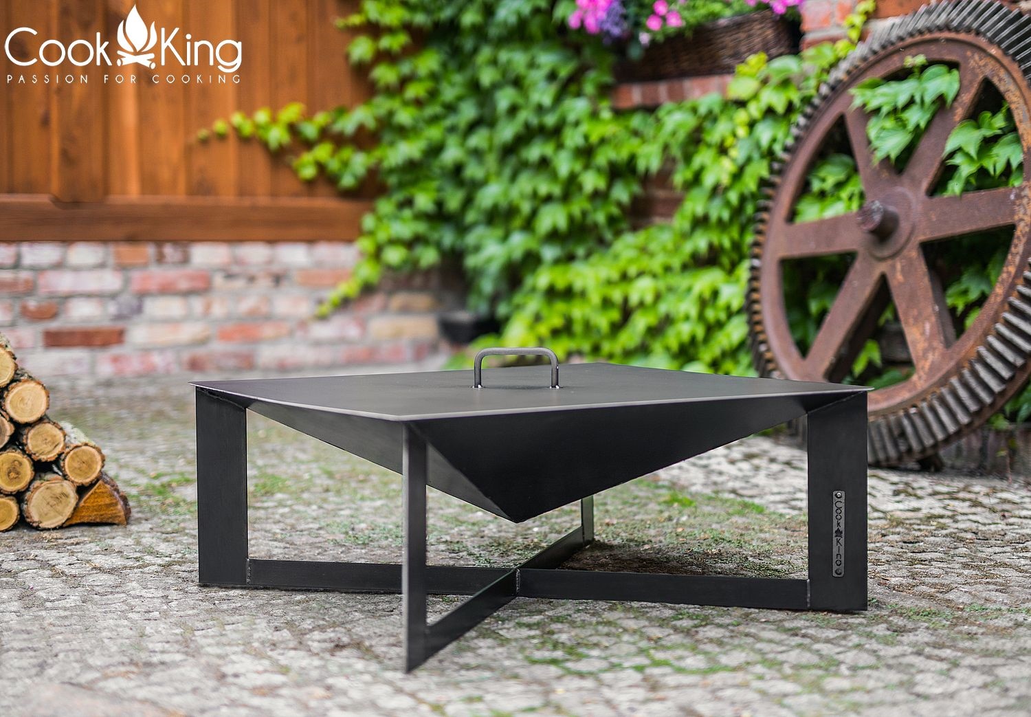 Feuerschale "Cuba" B 70 cm Feuerstelle für Garten aus Stahl Feuerkorb als Wärmequelle oder Grill