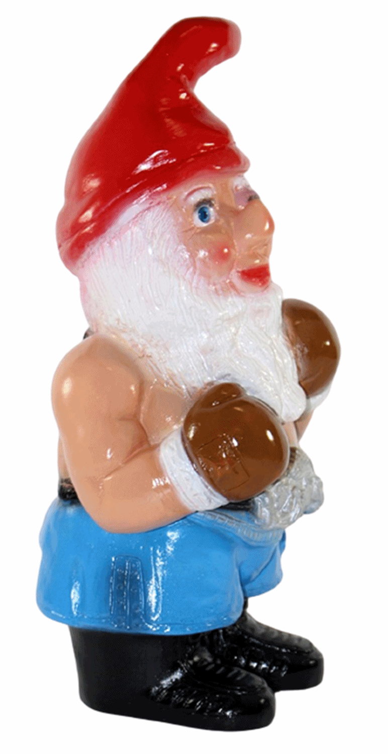 Deko Figur lustiger Zwerg Boxer H 34 cm Spaß Gartenzwerg Gartendeko Gartenfigur aus Kunststoff