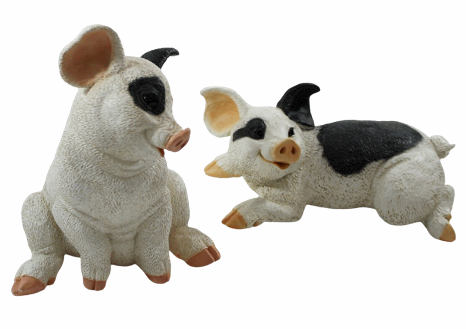 Dekofigur Tierfigur Ferkel Schweinchen 2-er Satz gefleckt Kollektion Castagna aus Resin H 10-22 cm
