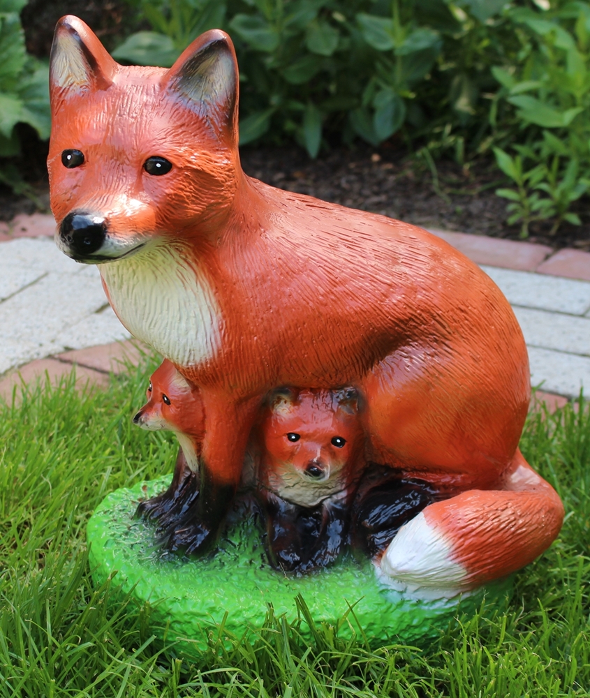 Dekorationsfigur Fuchs mit Kleinen Höhe 38 cm Gartenfigur aus Kunstharz