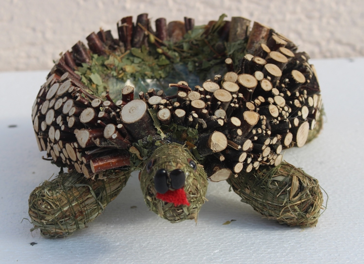 Deko Figur Schildkröte liegend L 20 cm Figur zum Bepflanzen aus Naturmaterial Heu und Reisig