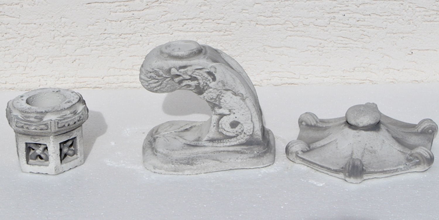 Beton Figur Skulptur japanische Laterne H 31 cm 3-teilig asiatische Steinlaterne Pagode