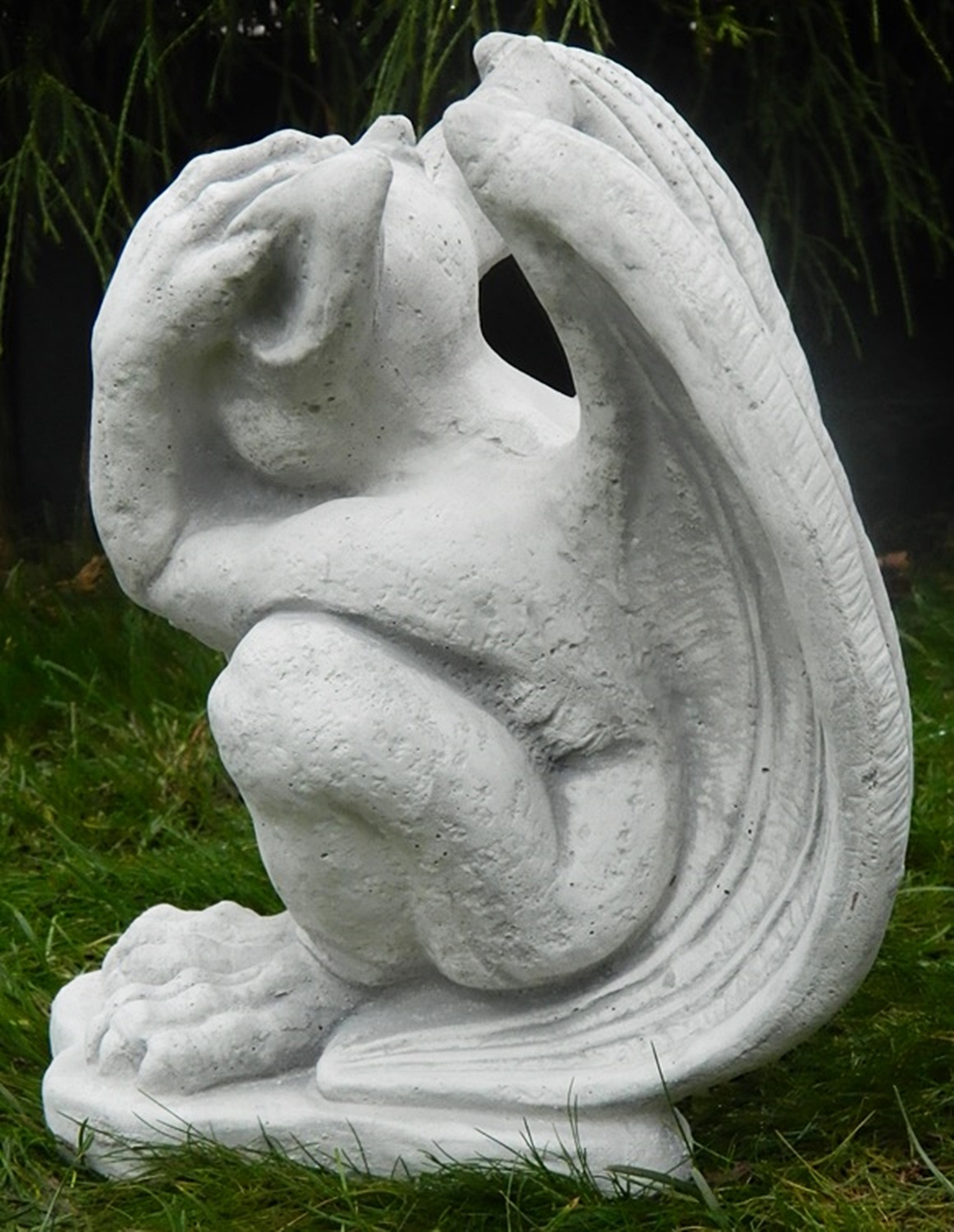 Beton Figur Drache Gargoyle Torwächter H 27 cm Dekofigur und Gartenskulptur