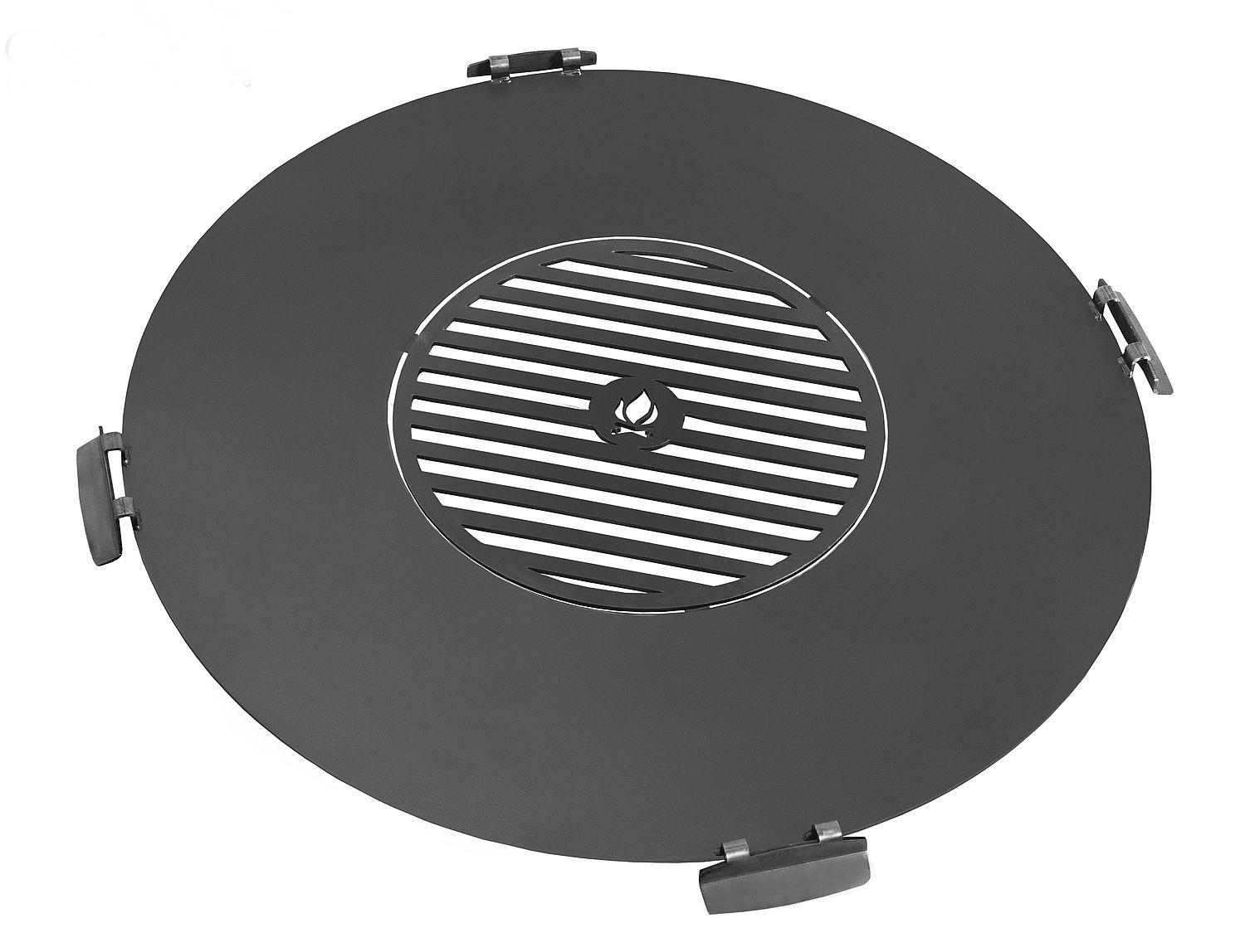 Grillplatte für Feuerschale Ø 82 cm mit Grillrost 40 cm und 4 Griffen Platte zum Grillen aus Stahl
