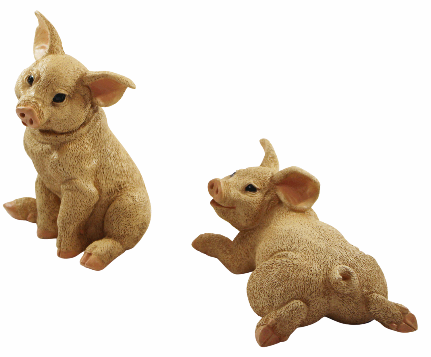 Dekofigur Tierfigur Ferkel Schweinchen 2-er Satz natur Kollektion Castagna aus Resin H 10-22 cm