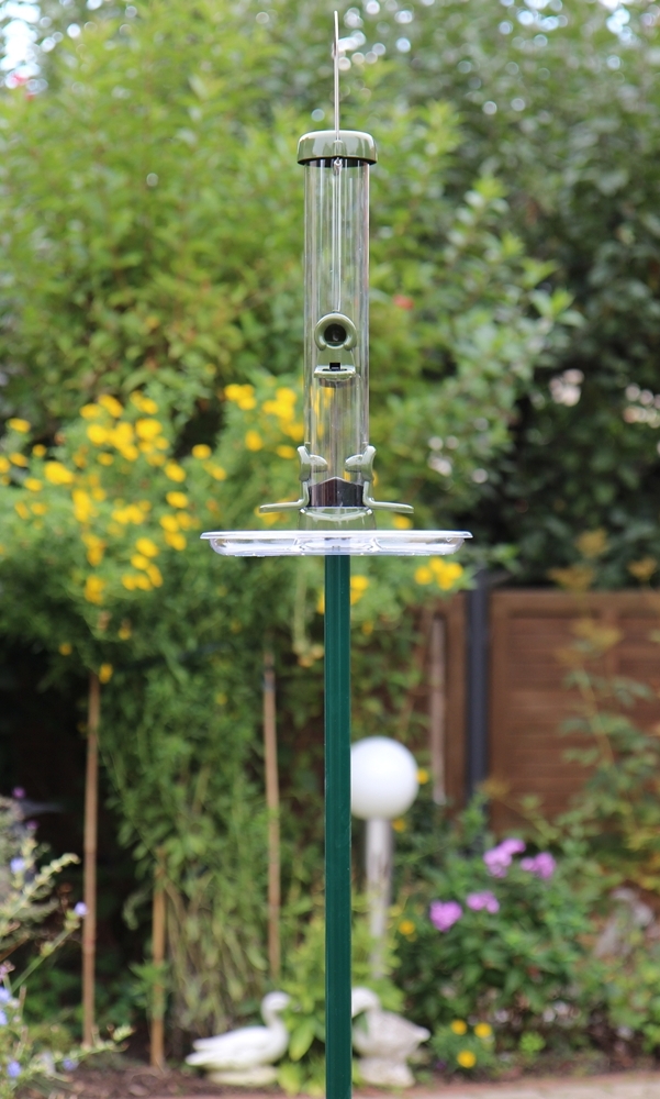 Futtersäule Ring-Pull midi mit Stab, Futterteller und Fülltrichter Vogelfutterspender wetterfest