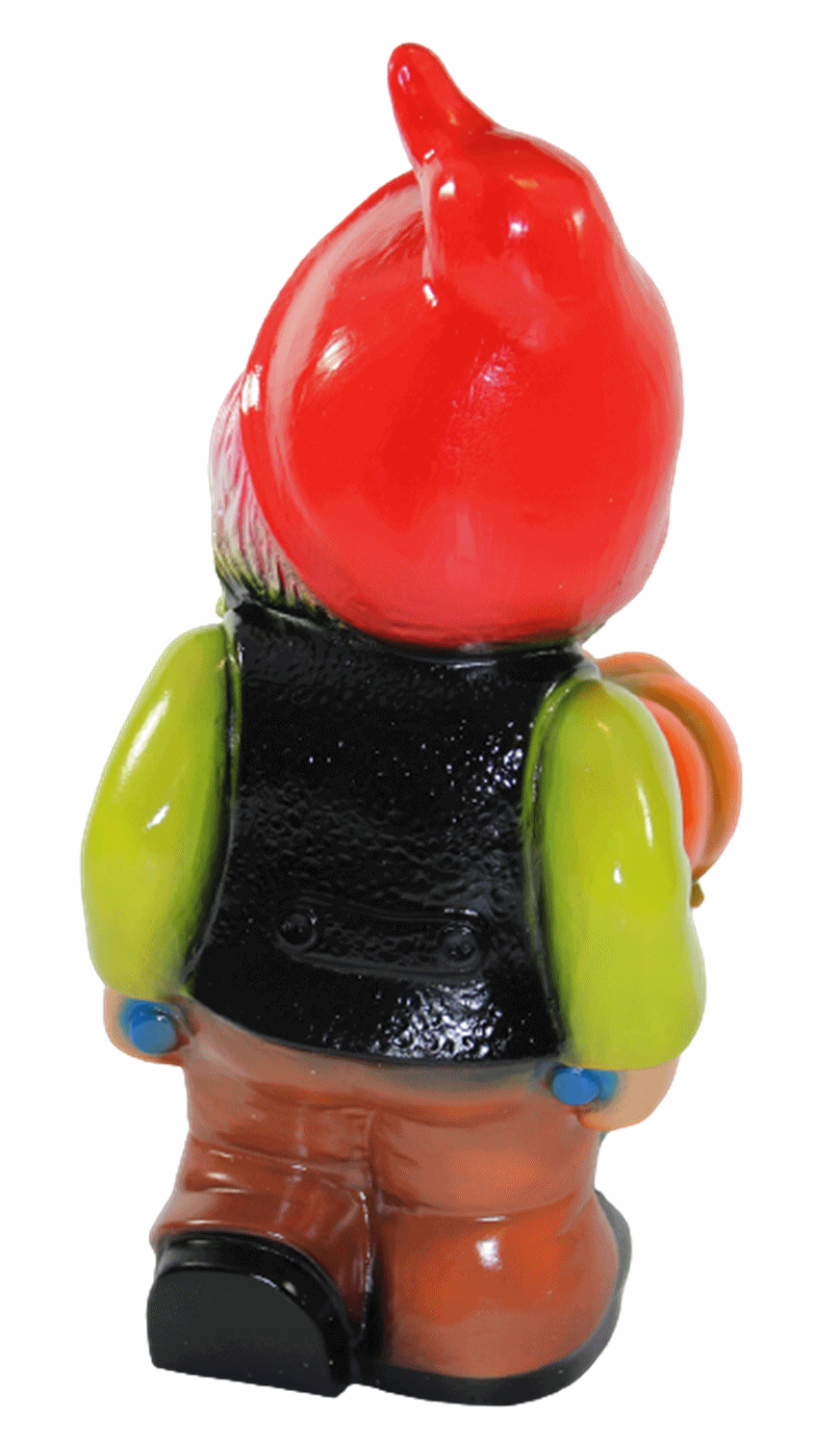 Gartenzwerg Deko Garten Figur Zwerg Gärtner stehend mit Schubkarre und Kürbis aus Kunststoff H 35 cm