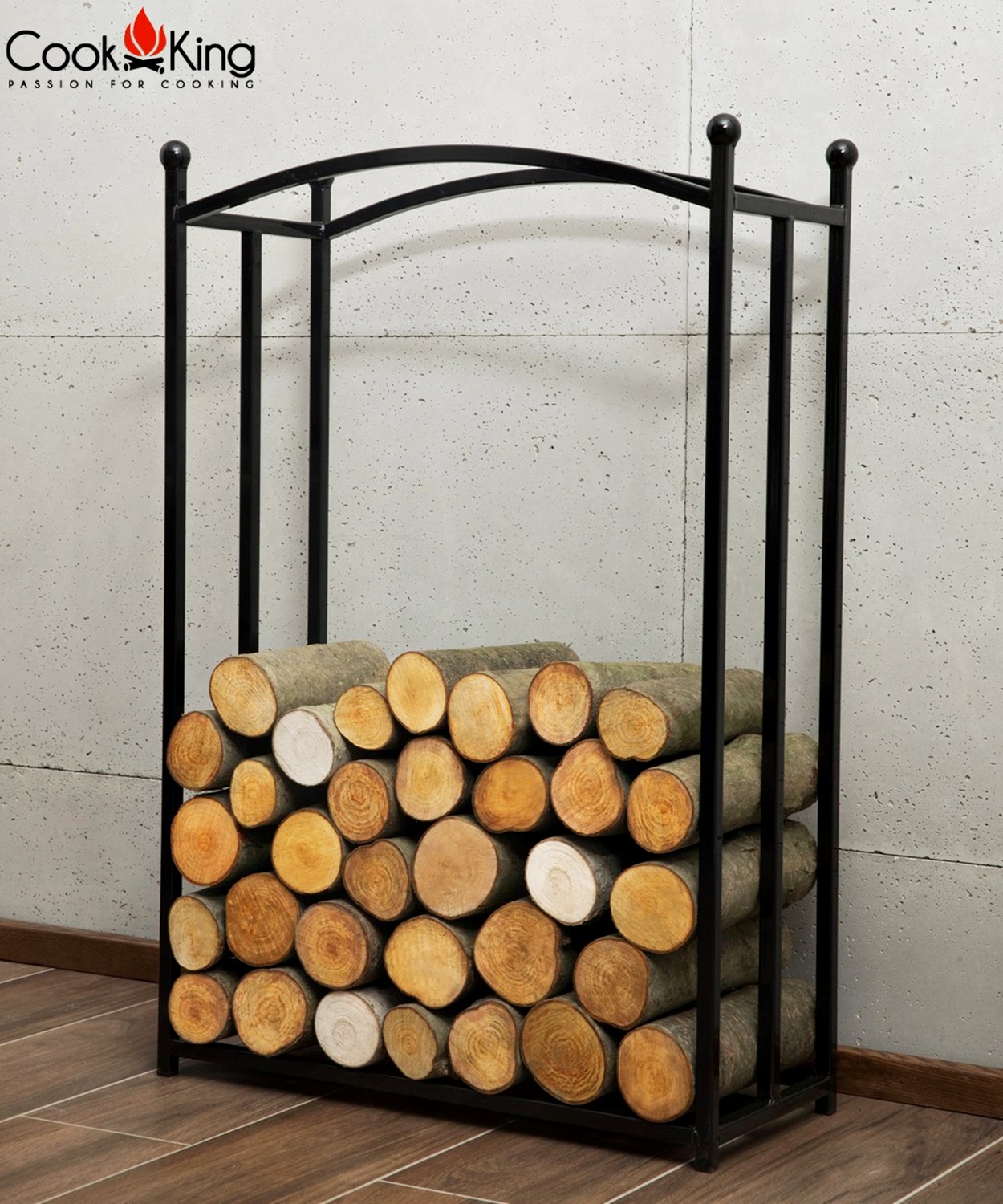 Kaminholzregal "Berry" H 90 cm Holzregal für Kaminholz Kaminholzablage aus Stahl Kaminholzständer