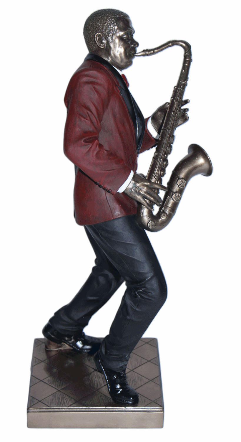 Deko Figur Jazz Musiker Saxophonist H 28,5 cm Jazz Band Dekofigur mit Tenorsaxophon
